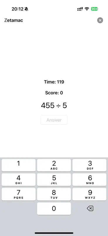 Zetamac Arithmetic Practice screenshot 1 of 4