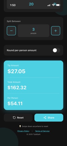 Fast Tip & Split Calculator screenshot