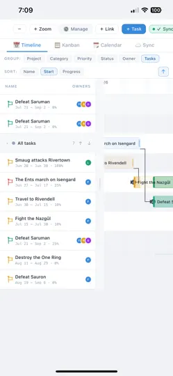 Screenshot von Task Timeline Gantt auf dem iPhone 2
