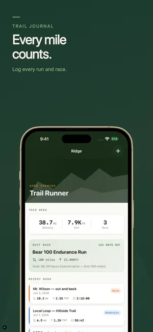 Trail Running Journal - Ridge screenshot 1