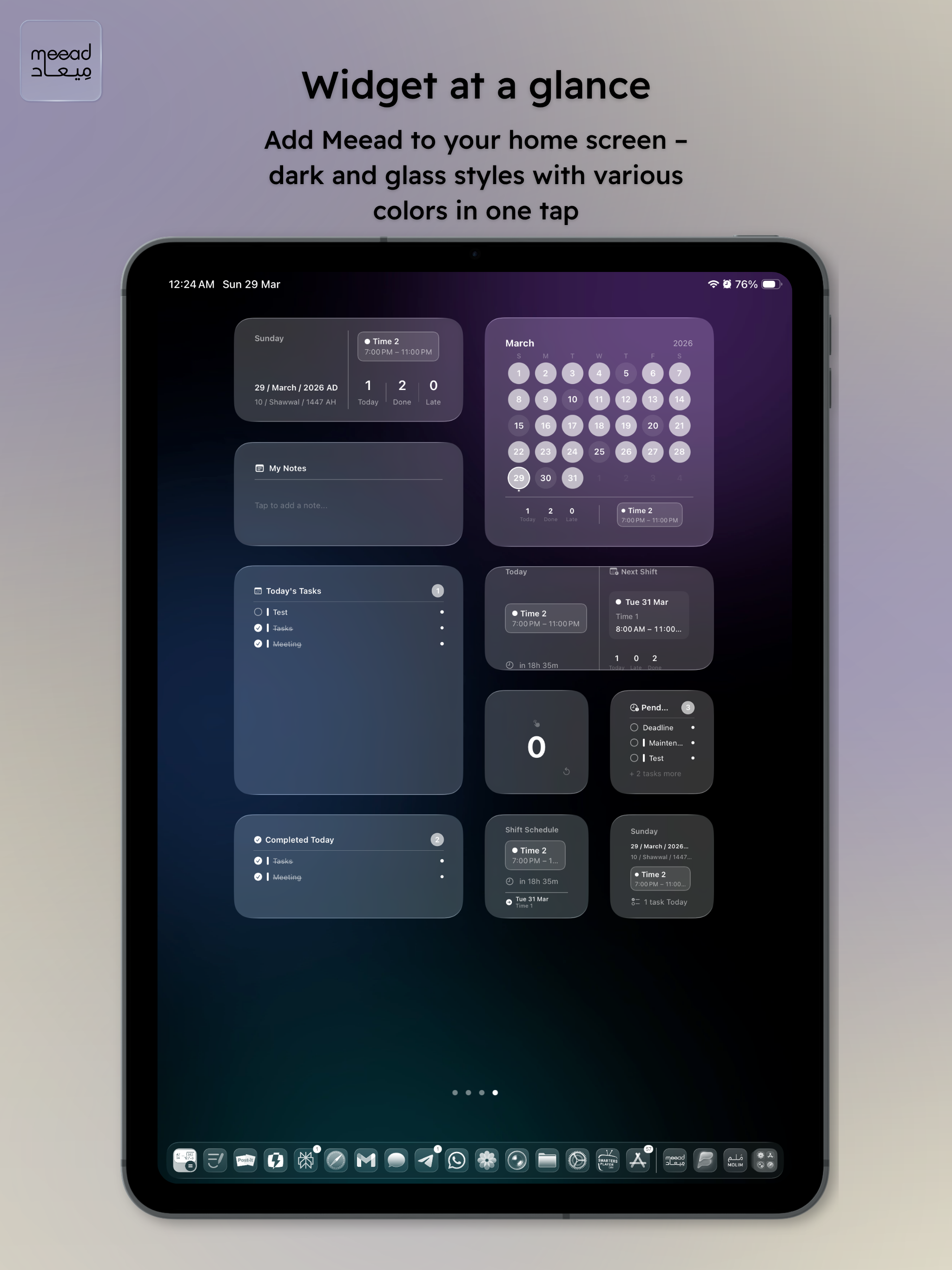 Meead — Shifts, Tasks & Tools