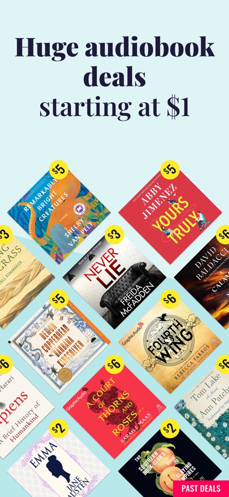 Chirp Audiobooks - Discover a vast collection of bestsellers and new releases, clearly displaying affordable prices from just $1 and diverse cover art for easy browsing.