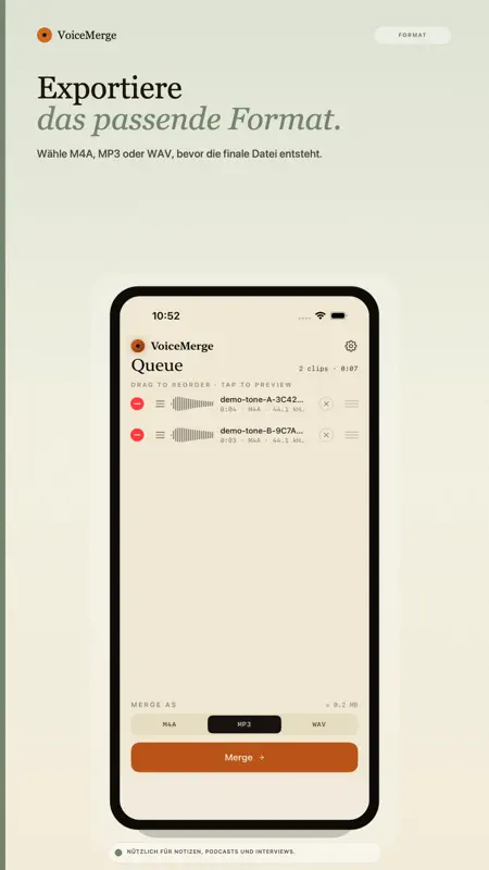 VoiceMerge: une notas de voz screenshot 2 of 5