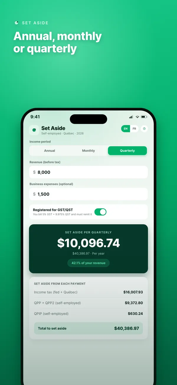 Screenshot #3 pour Set Aside: Freelancer Tax QC