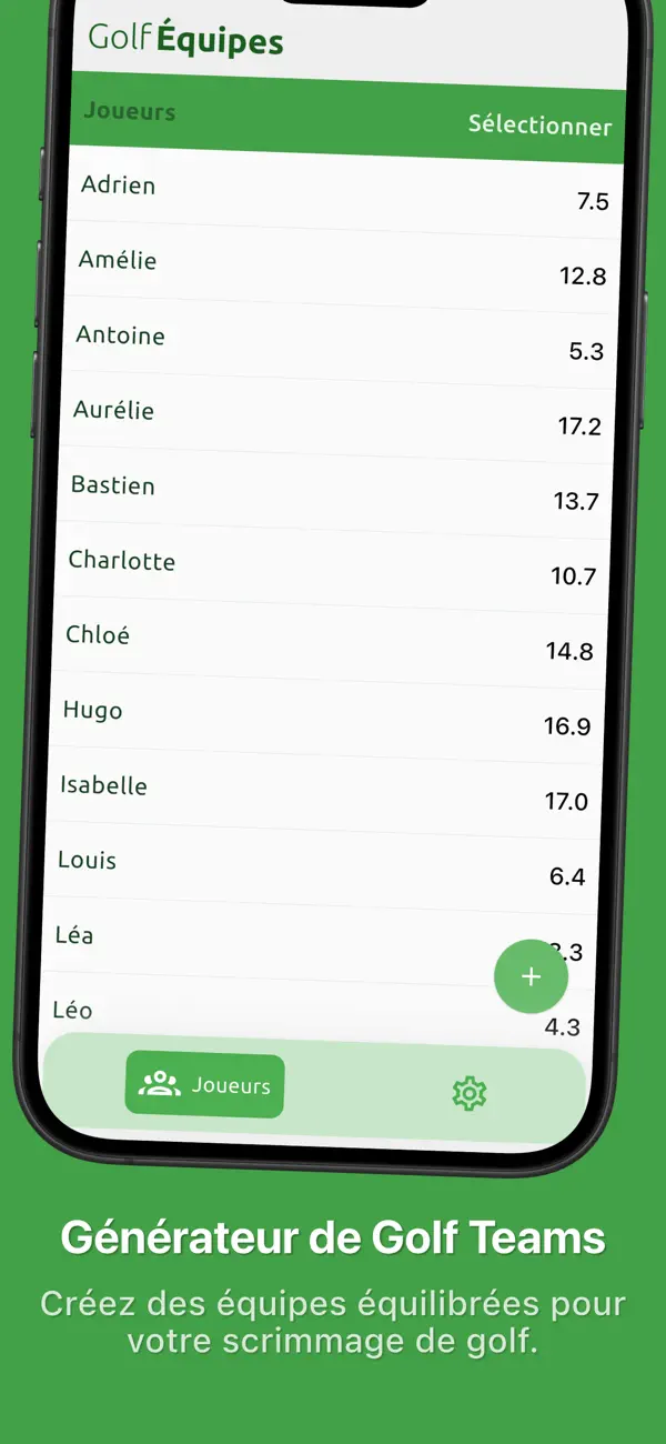 Screenshot #1 pour Générateur d'équipes de golf