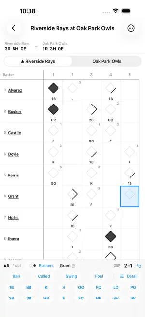 3 Up 3 Down: Baseball Scorer screenshot 1