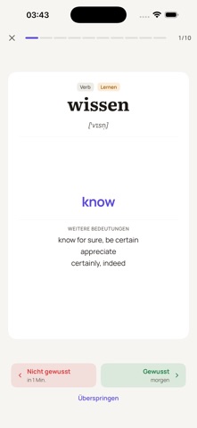 Lernkartei: German Flashcards Screenshot 1 of 9