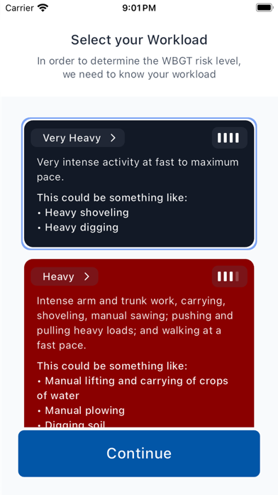 AIHA Heat Stress App Screenshot