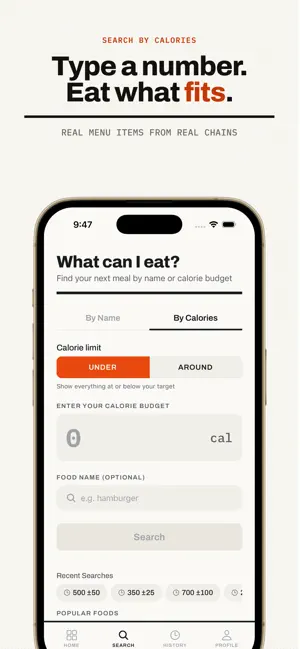 FlipCal: Food by Calories screenshot 1