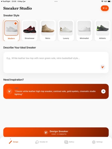 Sneaker Lab Custom AI Designer iPad screenshot