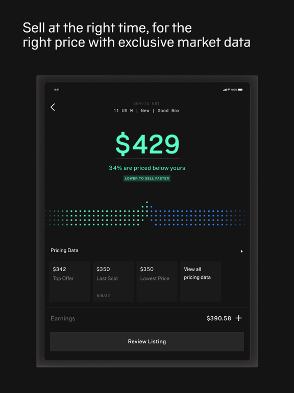 alias: sell sneakers + apparel iPad screenshot 4 - Finance app