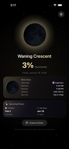 Moon Phases - Lunar Tracker Screenshot 2 of 3
