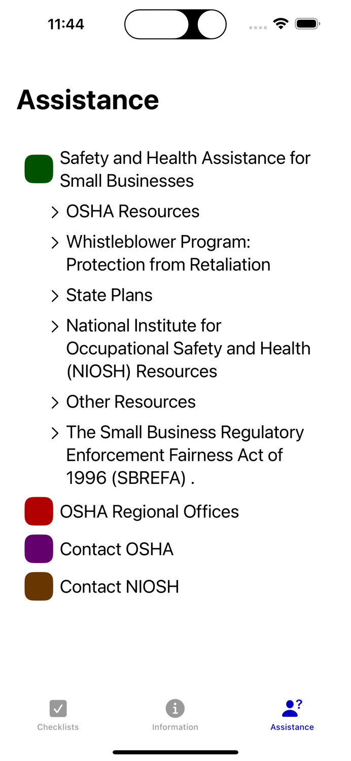 OSHA-NIOSH Small Bus Checklist
