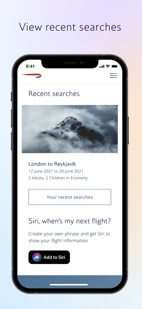 British Airways - Recent Search History