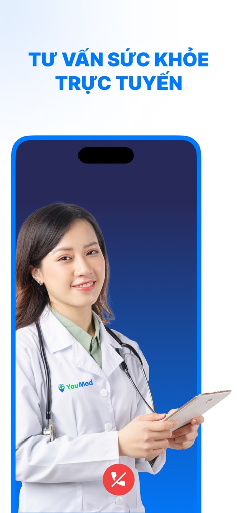 YouMed - Ứng dụng đặt khám - The app facilitates secure video calls with medical professionals, allowing users to receive health advice and consultations from the comfort of their home.