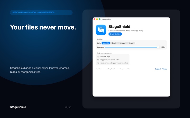 StageShield: Hide Desktop iPhone screenshot