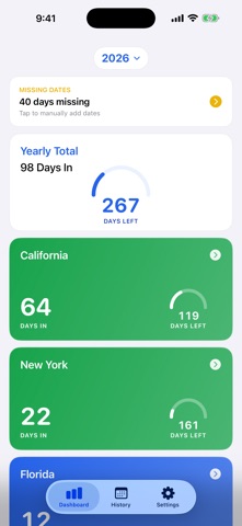 TaxTrack: Residency Tracker iPhone screenshot