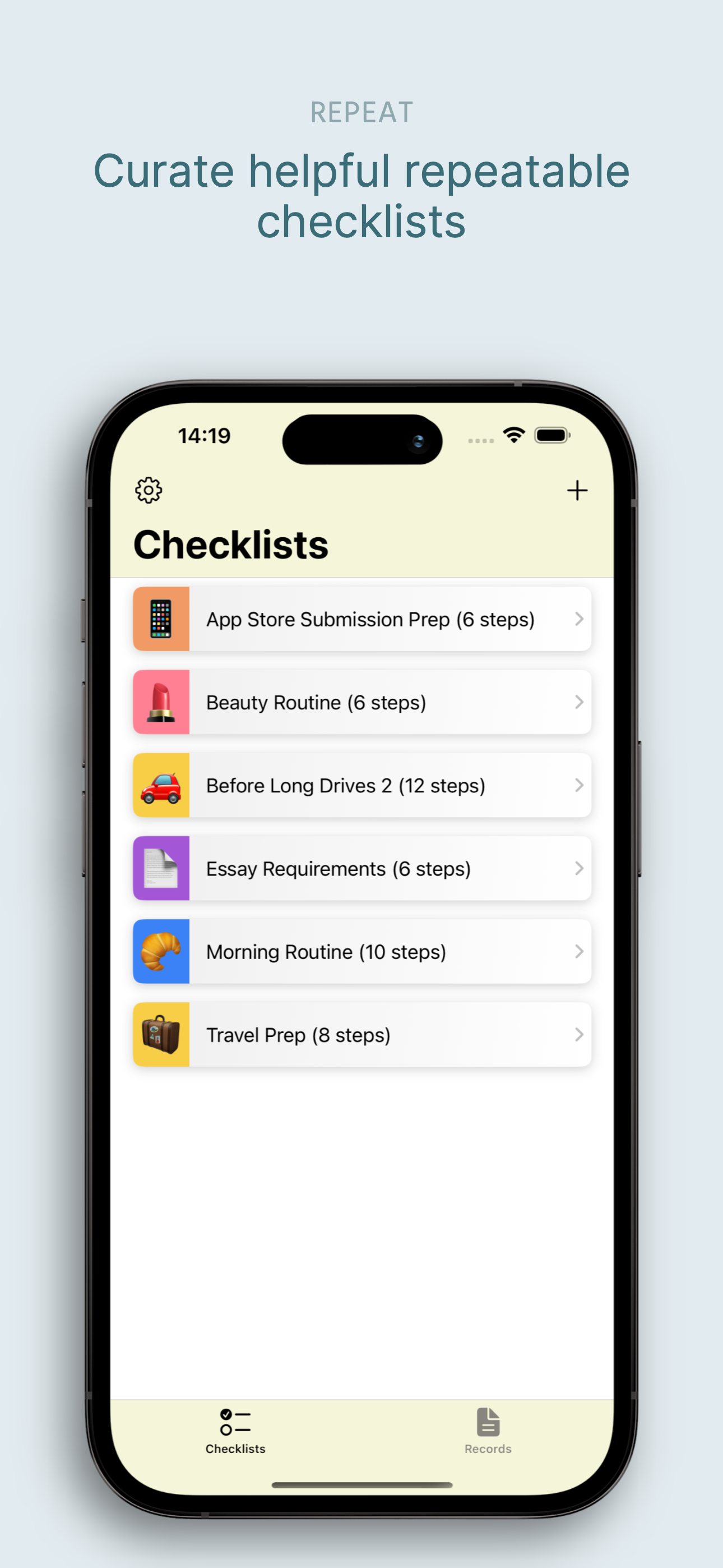 Repeatable Checklists