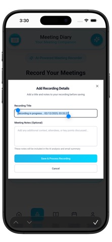 Meeting Diary screenshot