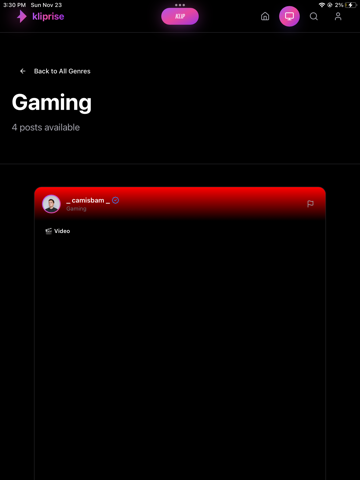 kliprise - Creator Discovery iPad screenshot 9 - Social Networking app