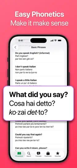 Captura de pantalla de SpeakEasy Italian Phrasebook en iPhone 3