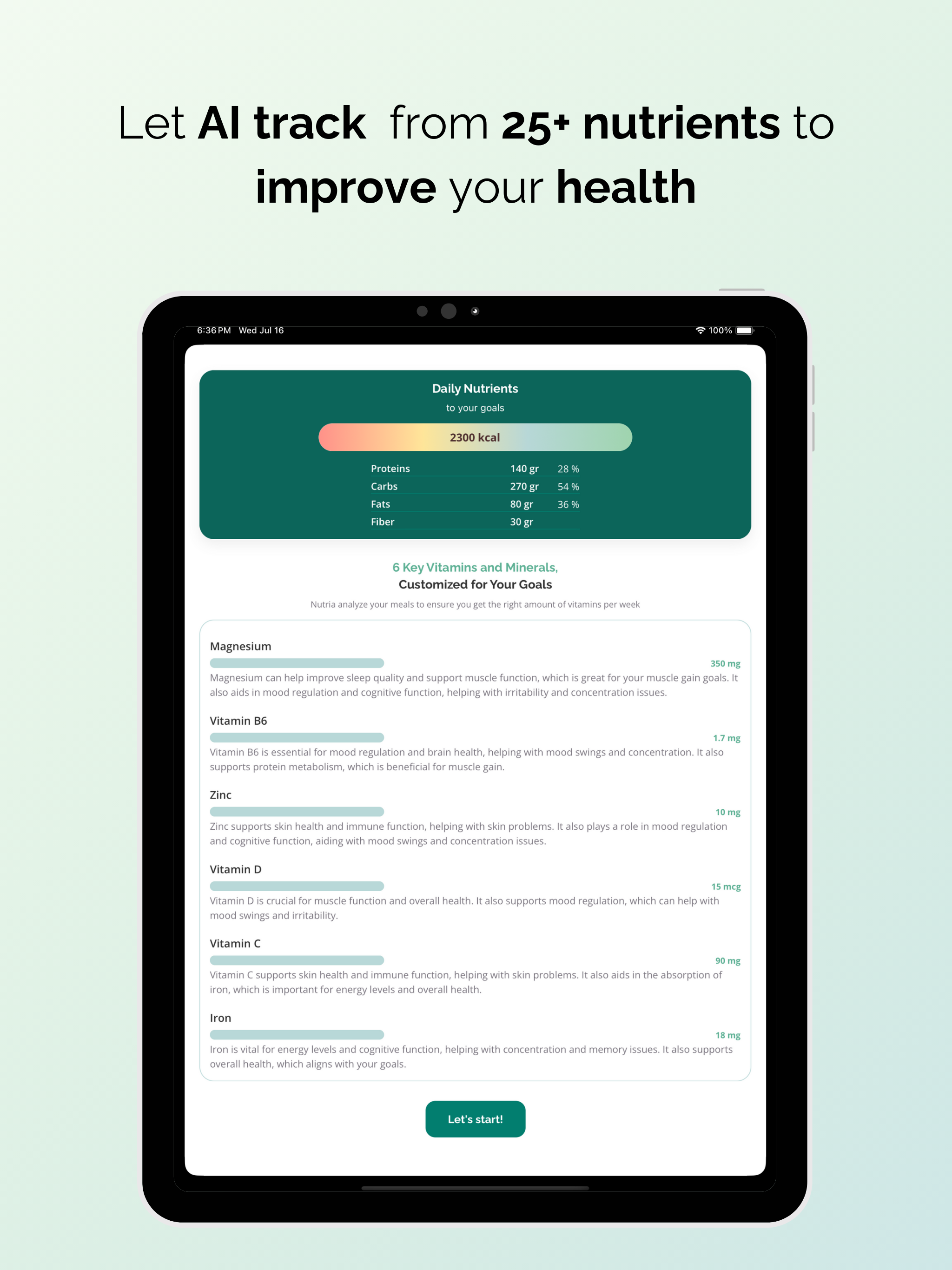 Nutria: Food & Vitamin Tracker