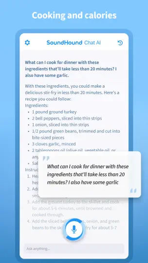 Captura de pantalla de SoundHound Chat AI App en iPhone 9