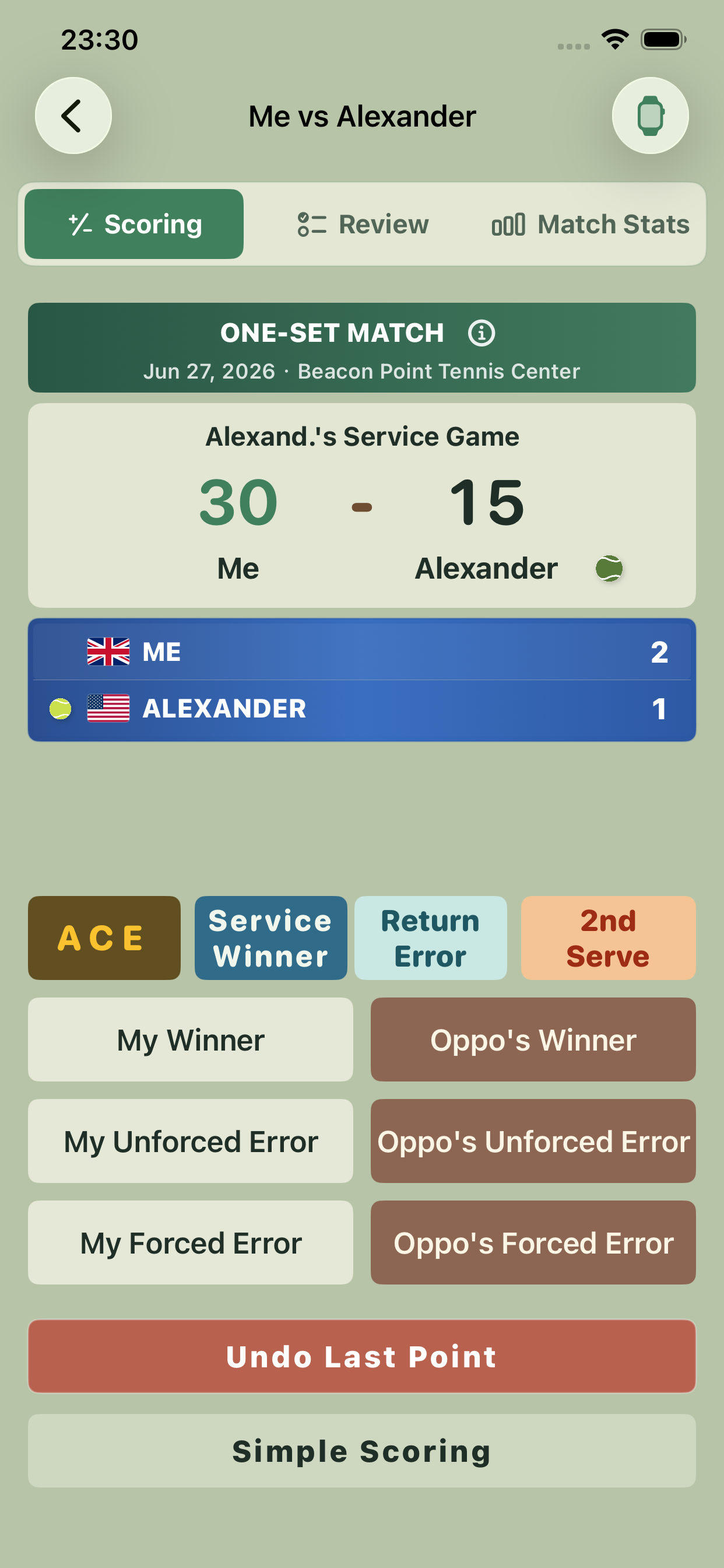 SmashNote Tennis Score screenshot 3