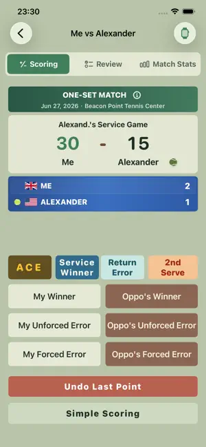 SmashNote Tennis Score screenshot 3