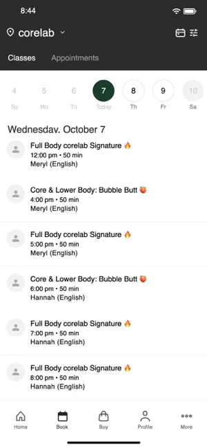 corelab pilates screenshot 2