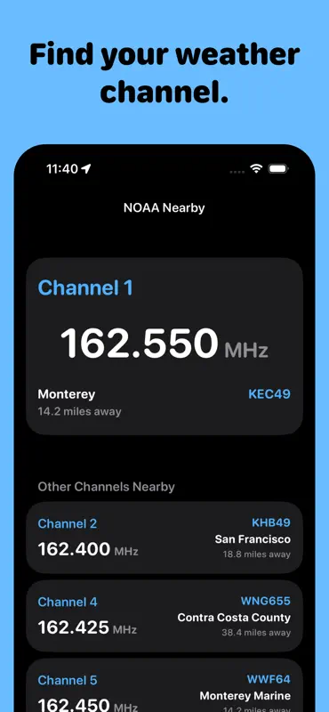 NOAA Nearby: Weather Channels screenshot 1 of 3