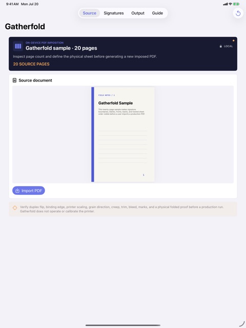 Gatherfold: PDF Imposer screenshot 2
