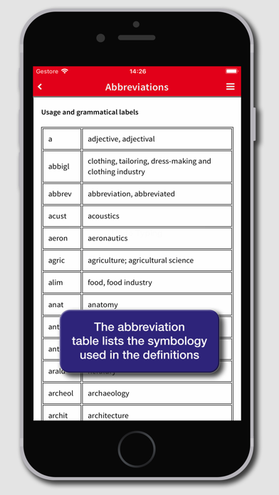 Hoepli English Dictionary Screenshot