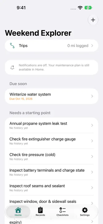RigCare — RV Maintenance screenshot 1