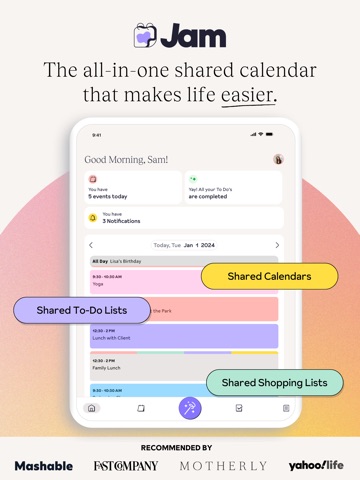 Jam Family Calendar iPad screenshot