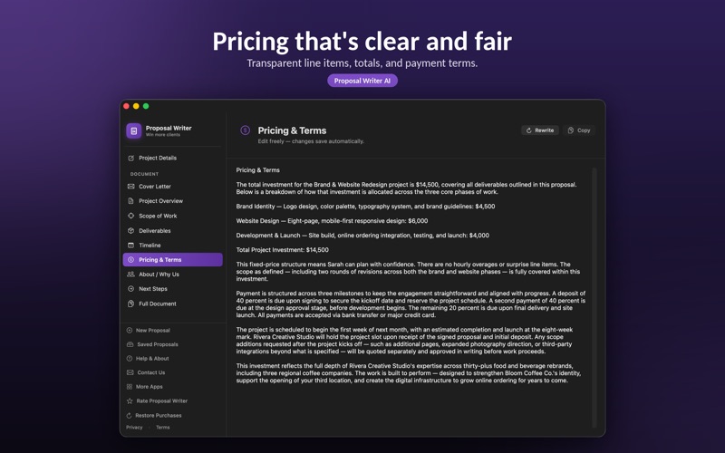 Proposal Writer AI screenshot