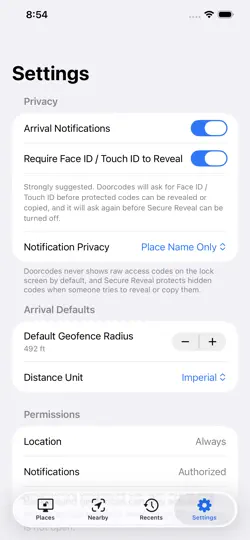 Capture d'écran de DoorCodes Vault sur iPhone 3