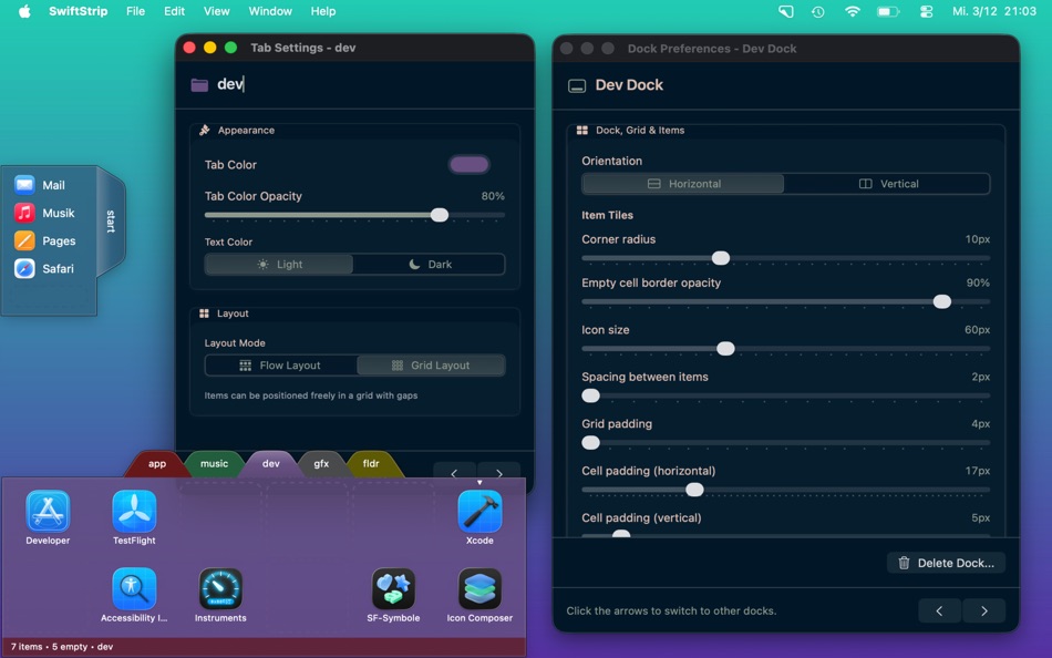 #3. SwiftStrip - App Launcher (macOS) Podle: TheMM