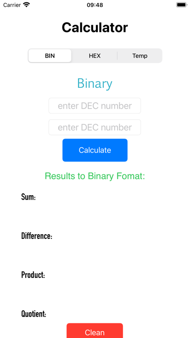 Binary Calculator - DEC to BIN Screenshot