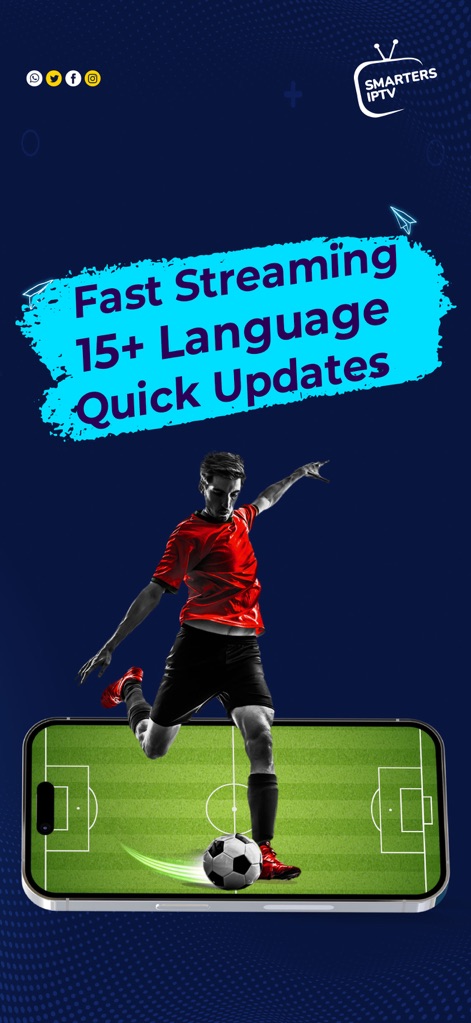 Smarters IPTV Player - L'applicazione offre uno "Streaming Veloce" per una visione senza interruzioni e supporta "15+ Lingue", dimostrando l'impegno per una user experience fluida e accessibile a livello globale.
