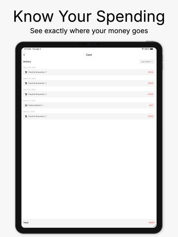 Expense Tracker Minimalist iPad screenshot