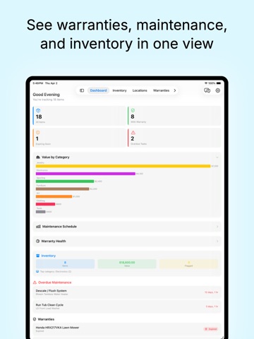 Havault - Home Inventory iPad screenshot