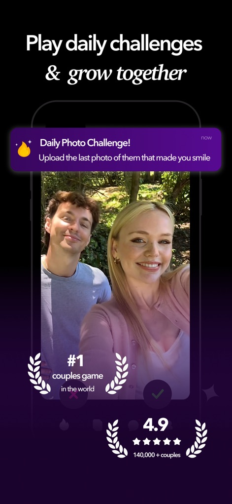 Candle: Couples & Relationship - Discover how the app fosters daily engagement through its 'Daily Photo Challenge' feature and highlights its high '4.9-star rating' from users.