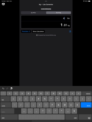Kg Lbs Converter iPad screenshot