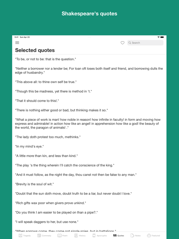 Shakespeare's Complete Works iPad screenshot