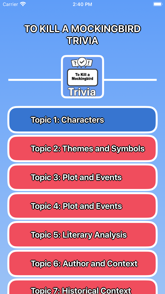 #1. To kill a Mockingbird Trivia (iOS) 由: Martin Tseng