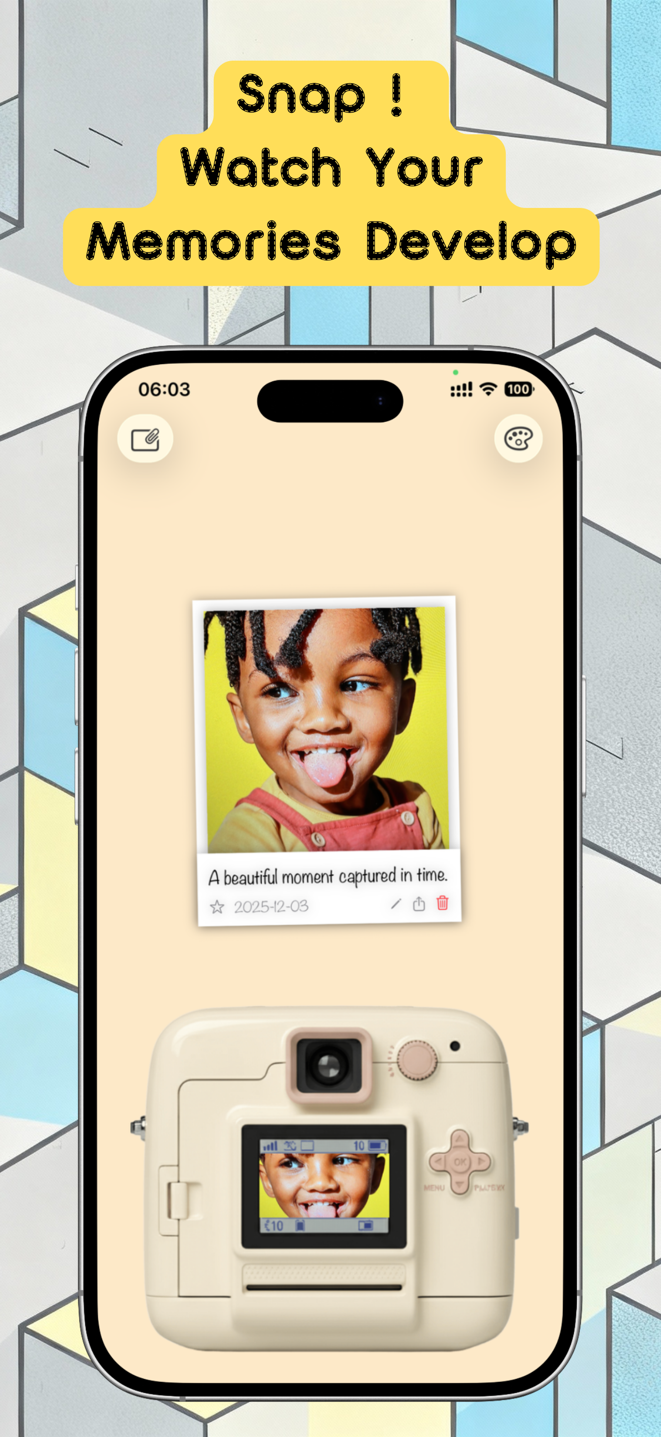 iPocketPrint iPhone screenshot showing Memory Wall