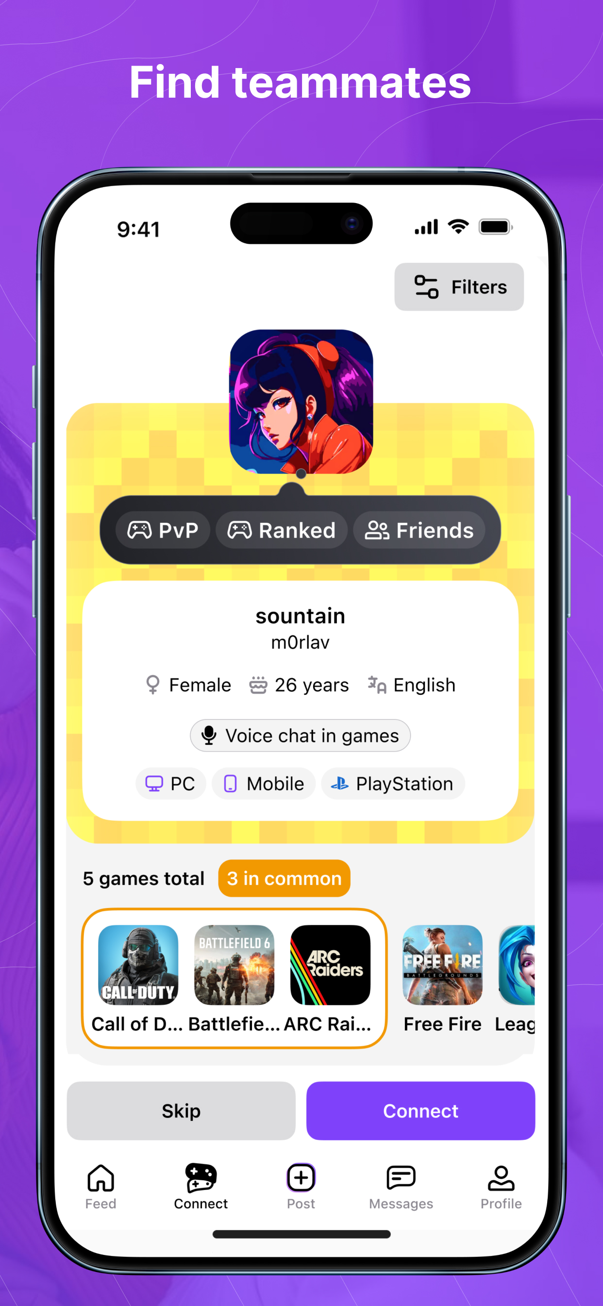 Gameram: Find gaming teammates