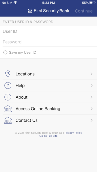 First Security Mobile Screenshot