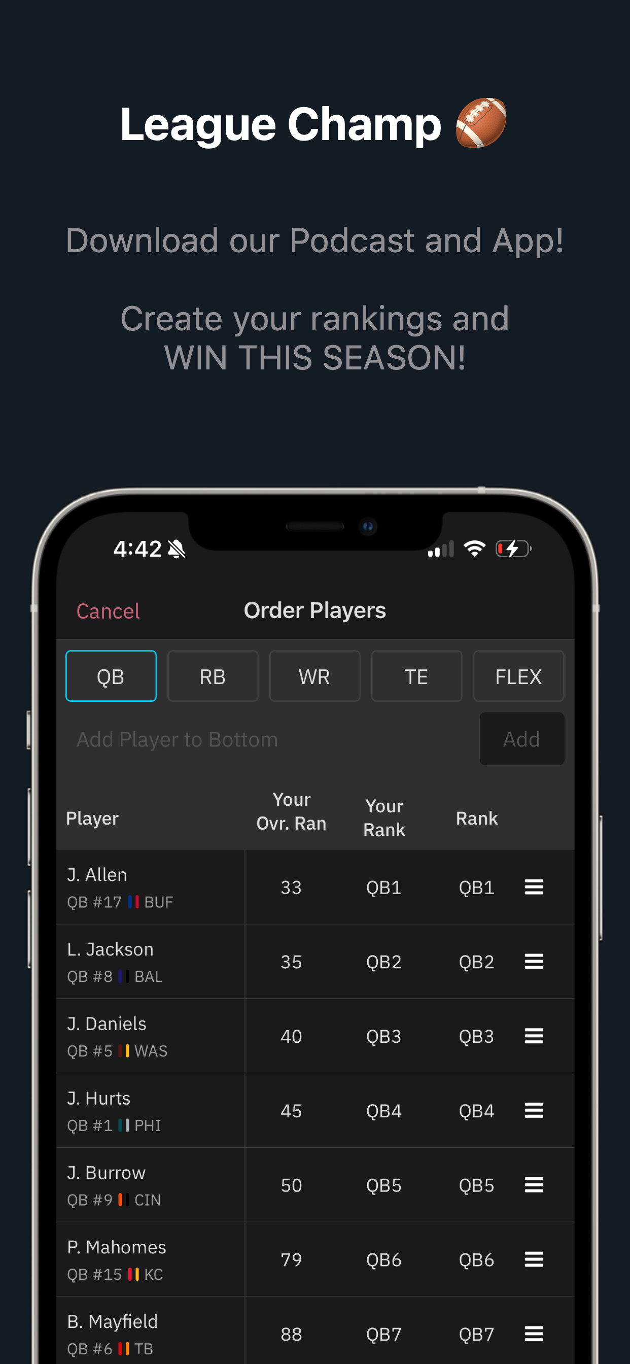 League Champ - Fantasy Ranks